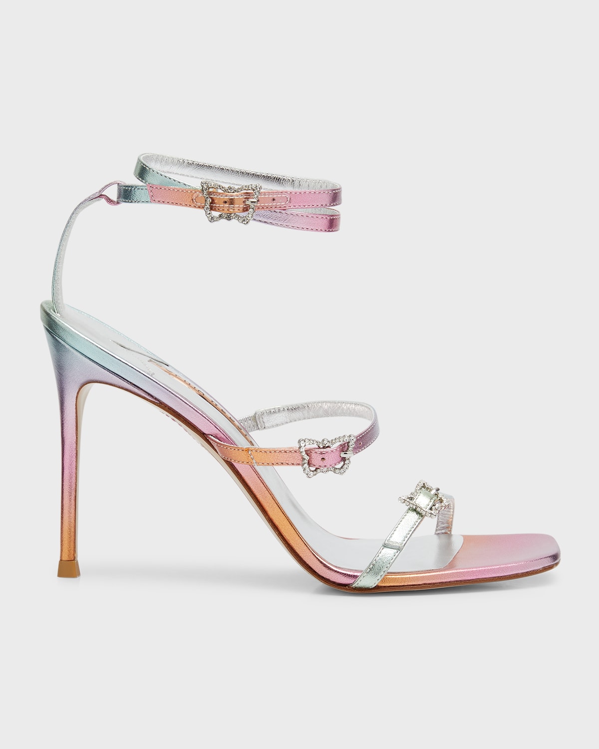 Sophia Webster Venus Metallix Ombre Leather Stiletto Sandals In Summer Pun