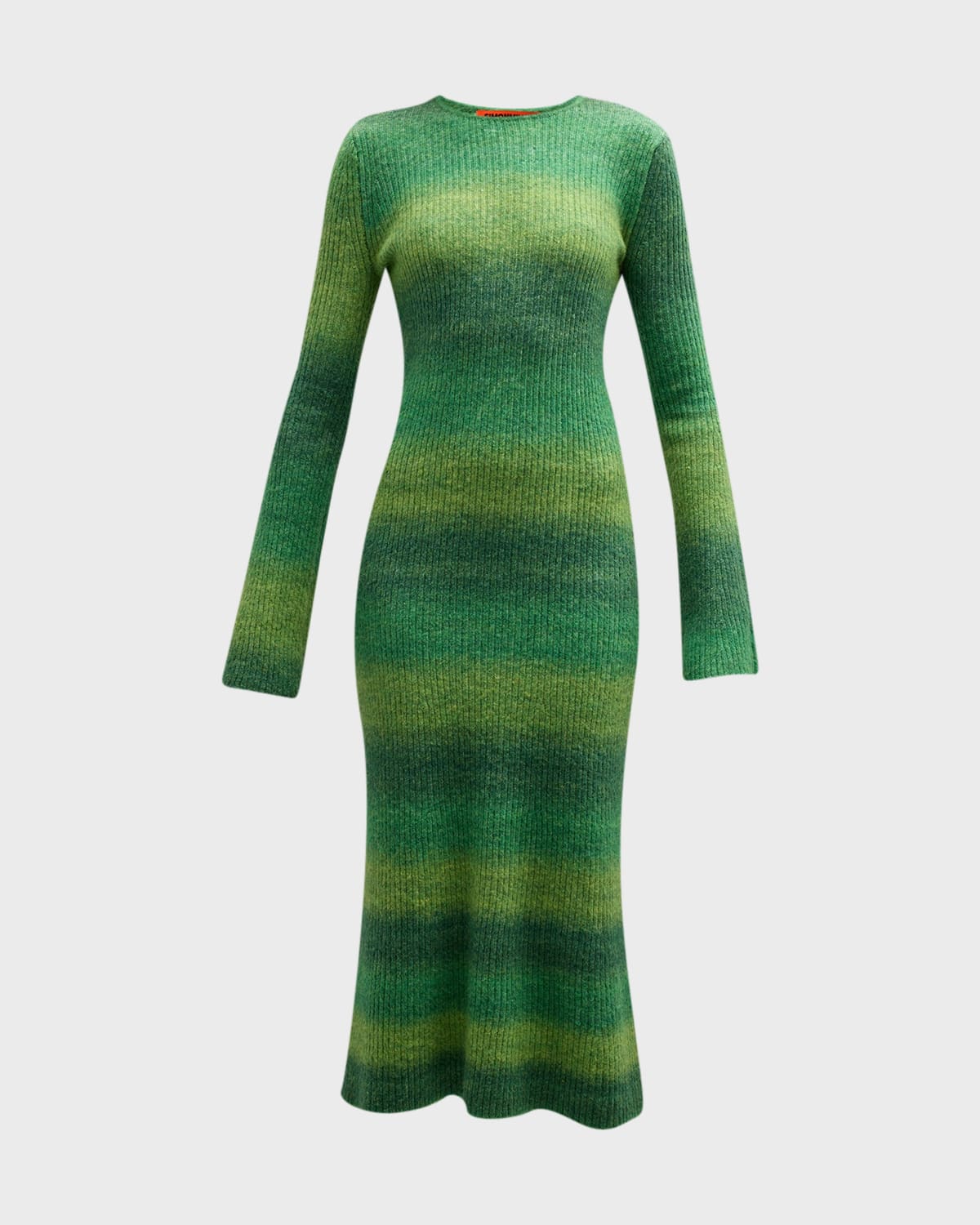 Simon Miller Axon Stripe Long-sleeve Midi Sweater Dress In Gummy Green Multi