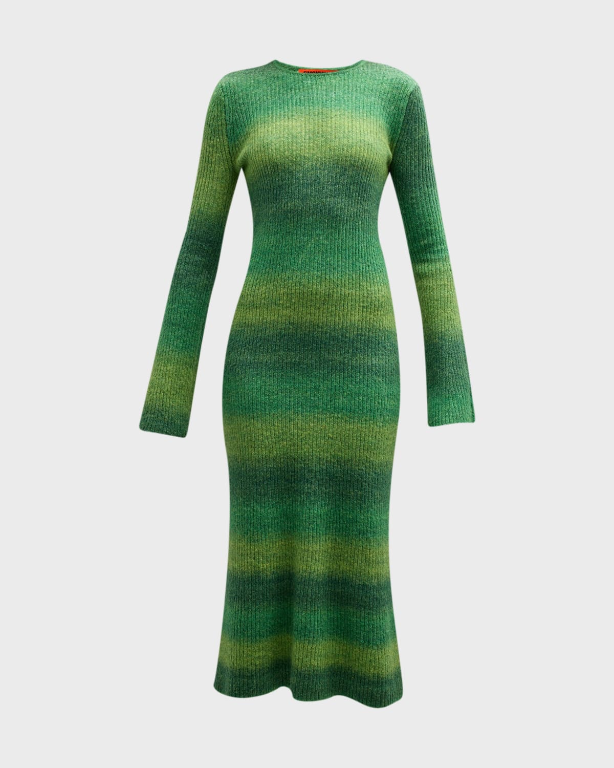 Shop Simon Miller Axon Stripe Long-sleeve Midi Sweater Dress In Gummy Green Multi