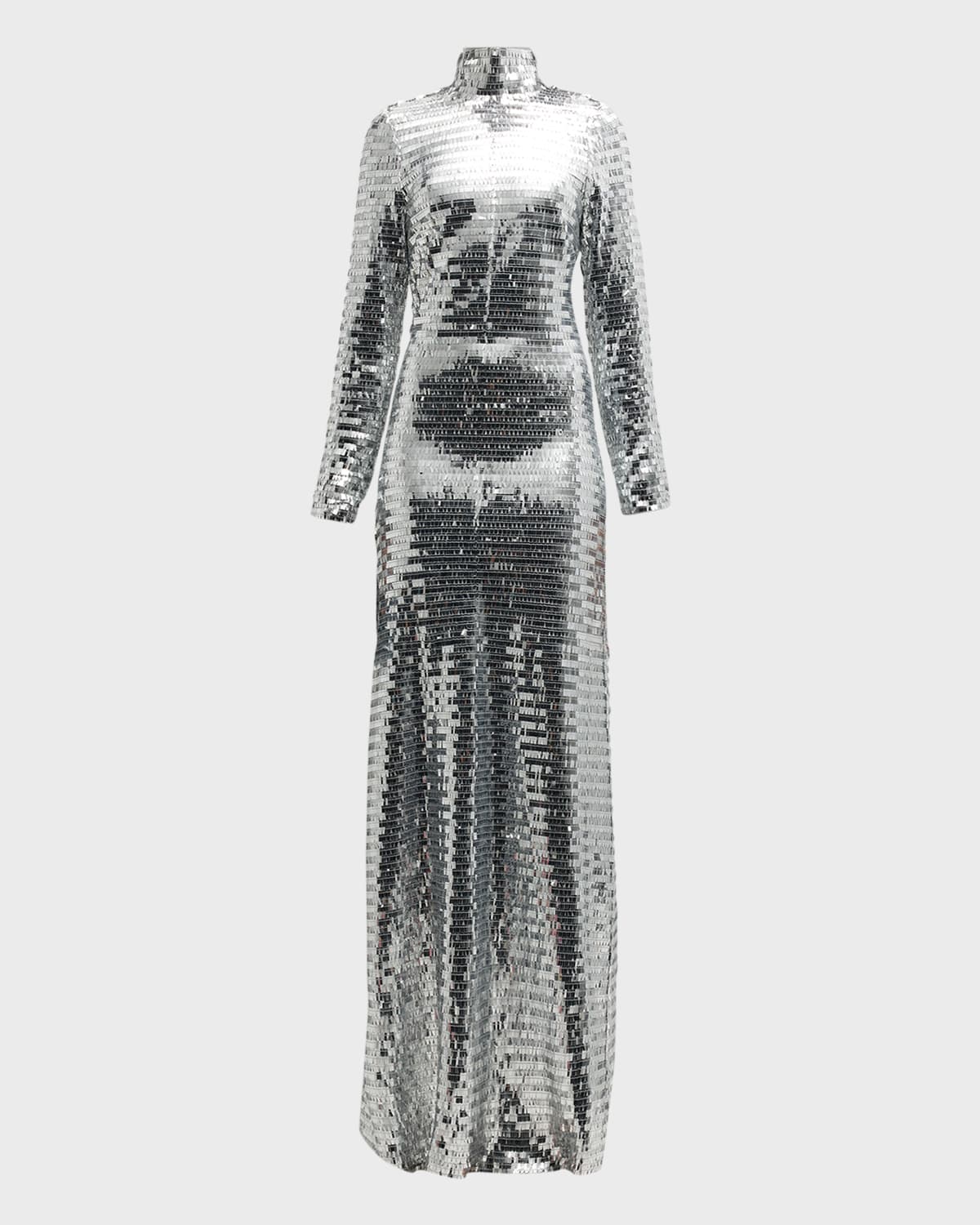 Broadway silver sequin sleeveless maxi dress top