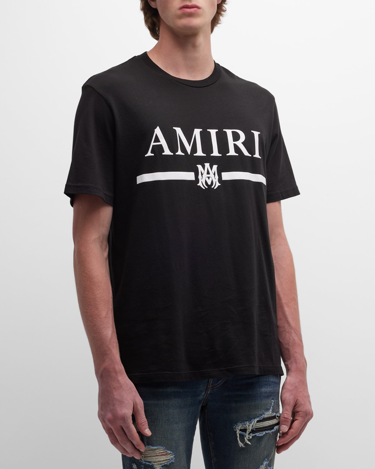 Shop Amiri Men's Ma Bar Logo T-shirt In White