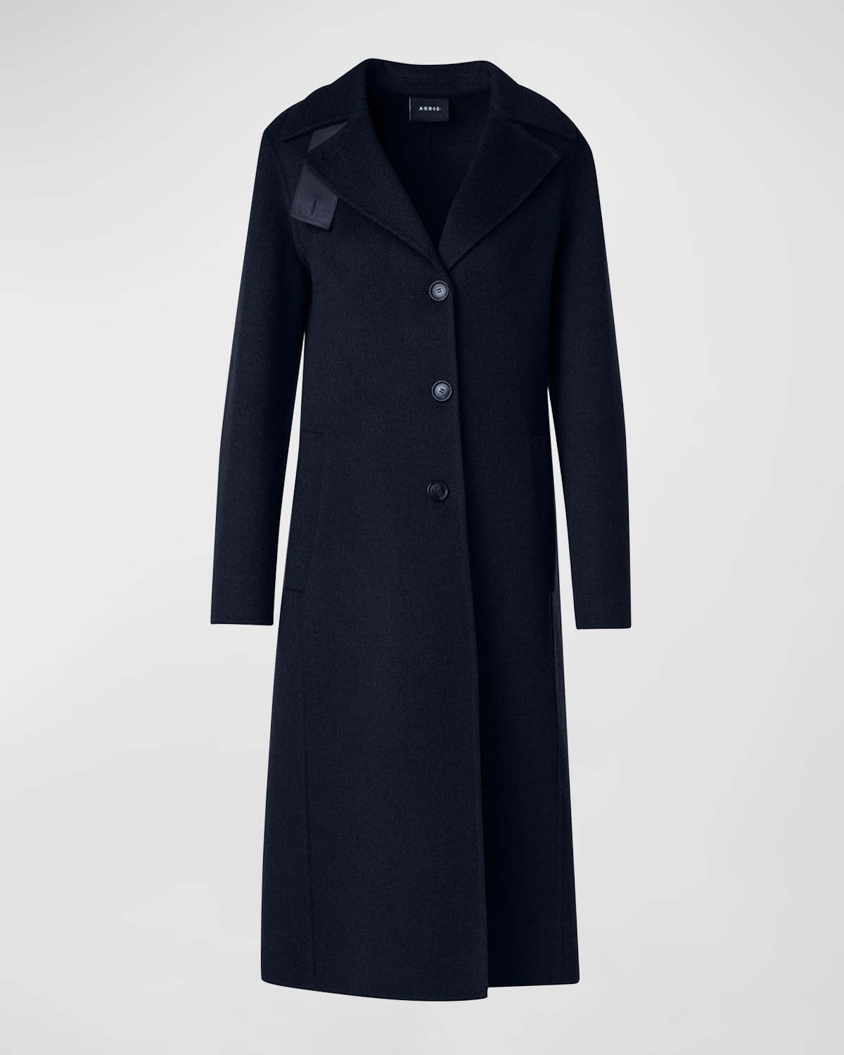 Leather Collar Cashmere Coat