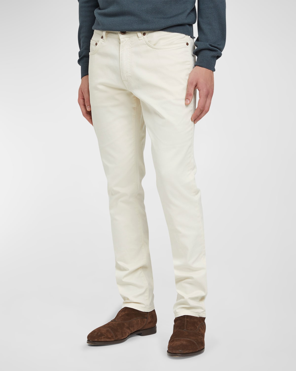 Boglioli Men's 5-pocket Cotton-silk Pants In Cream-0106
