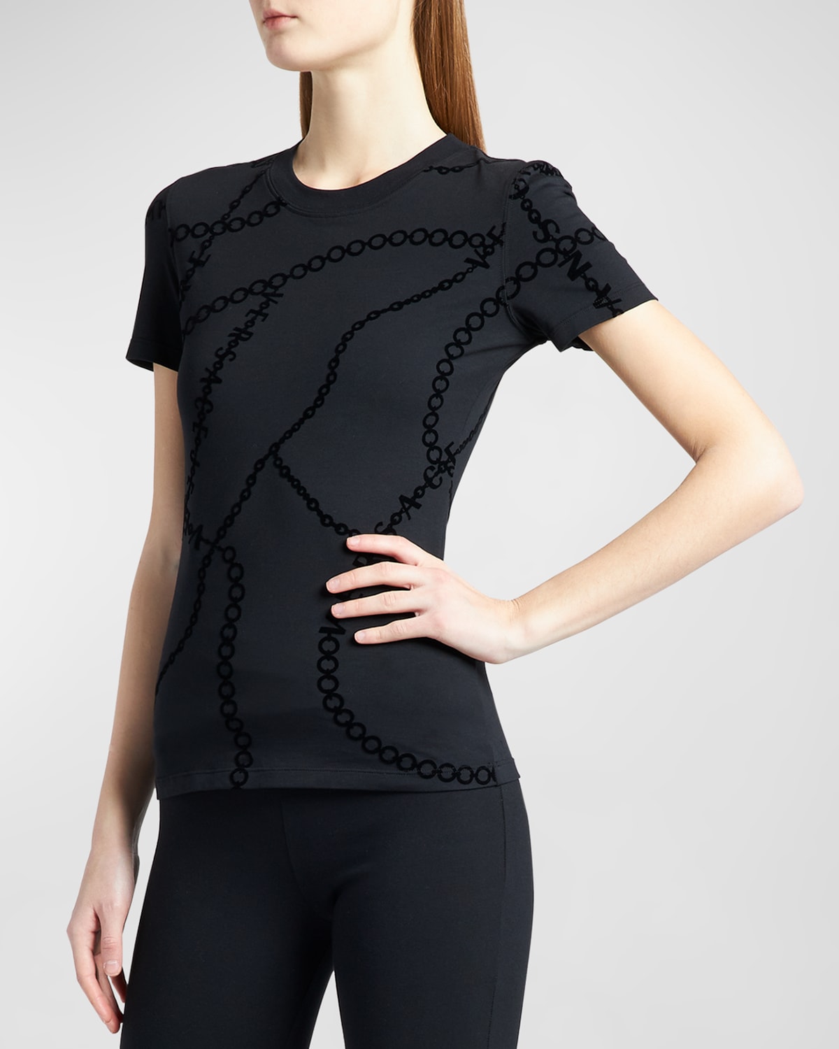 Versace Jeans Couture Crewneck Chain-print T-shirt In Black