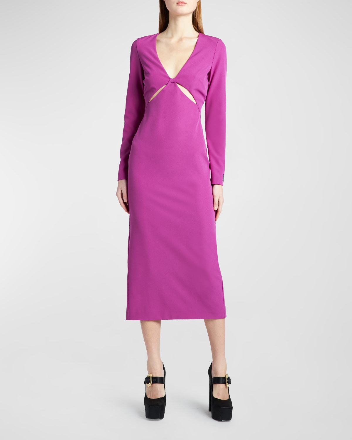 Versace Jeans Couture Cut-out Midi Sheath Dress In Purple