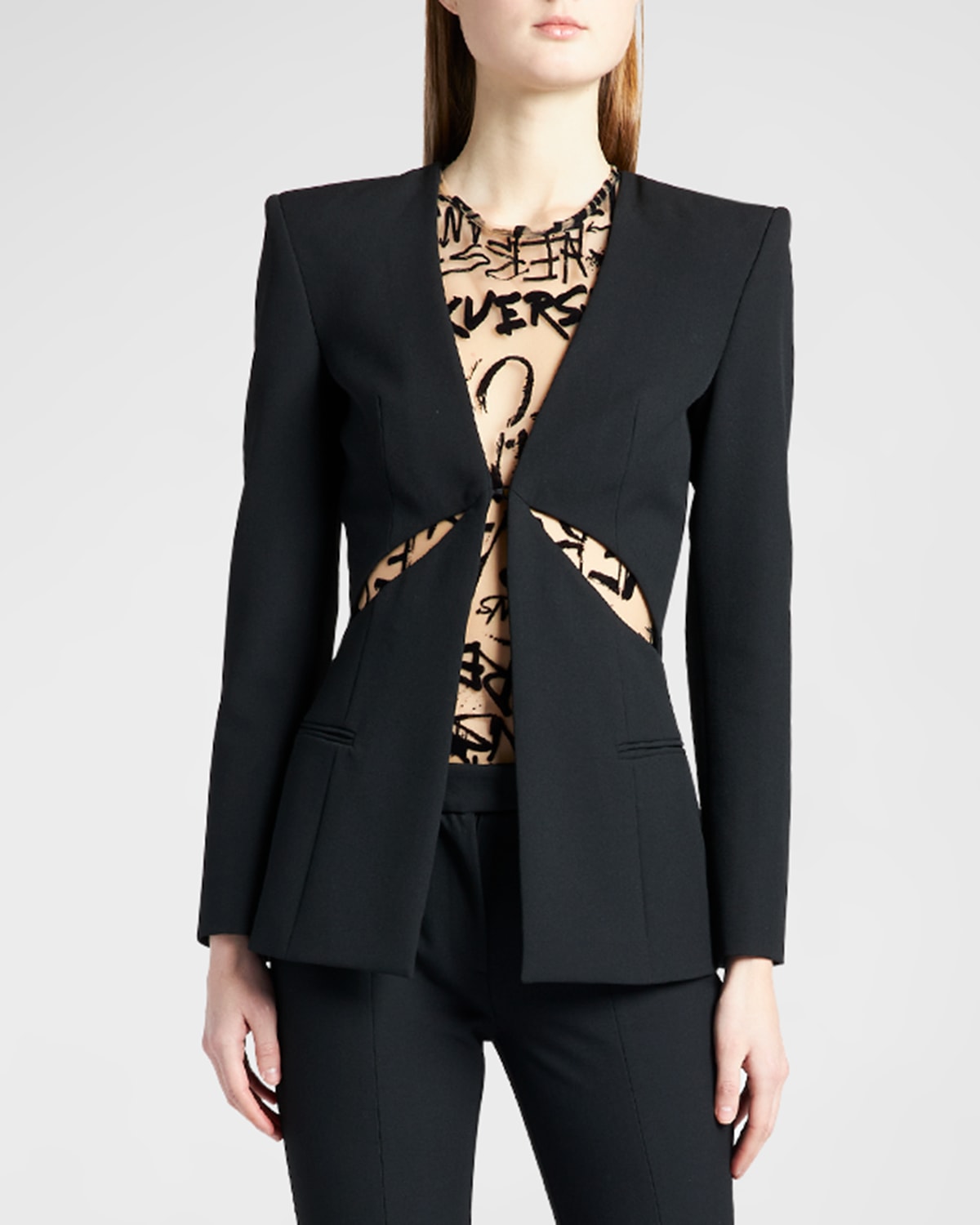 Cut-out Tailored Jacket In Black