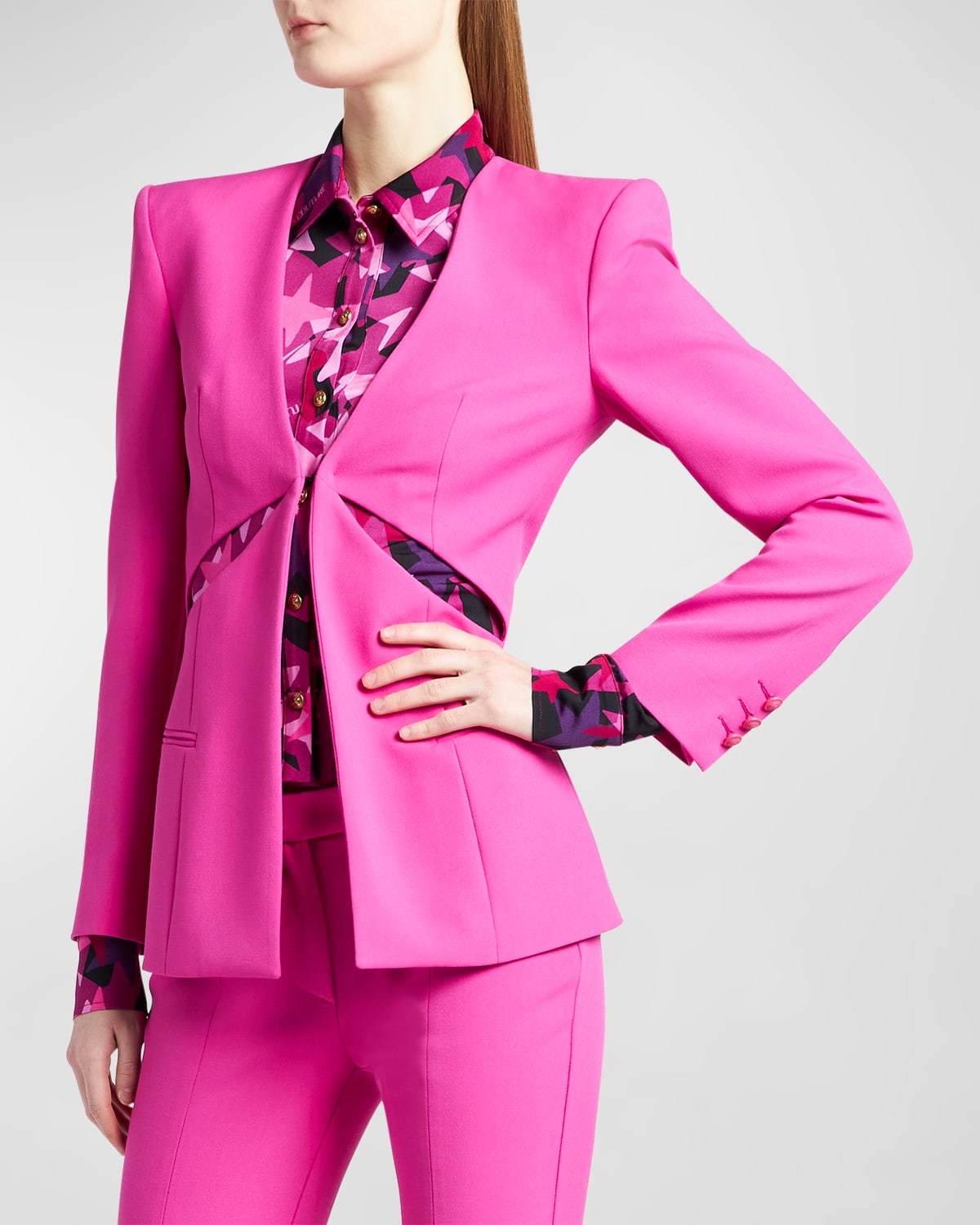 Versace Jeans Couture Cut-out Tailored Jacket In Fuxia