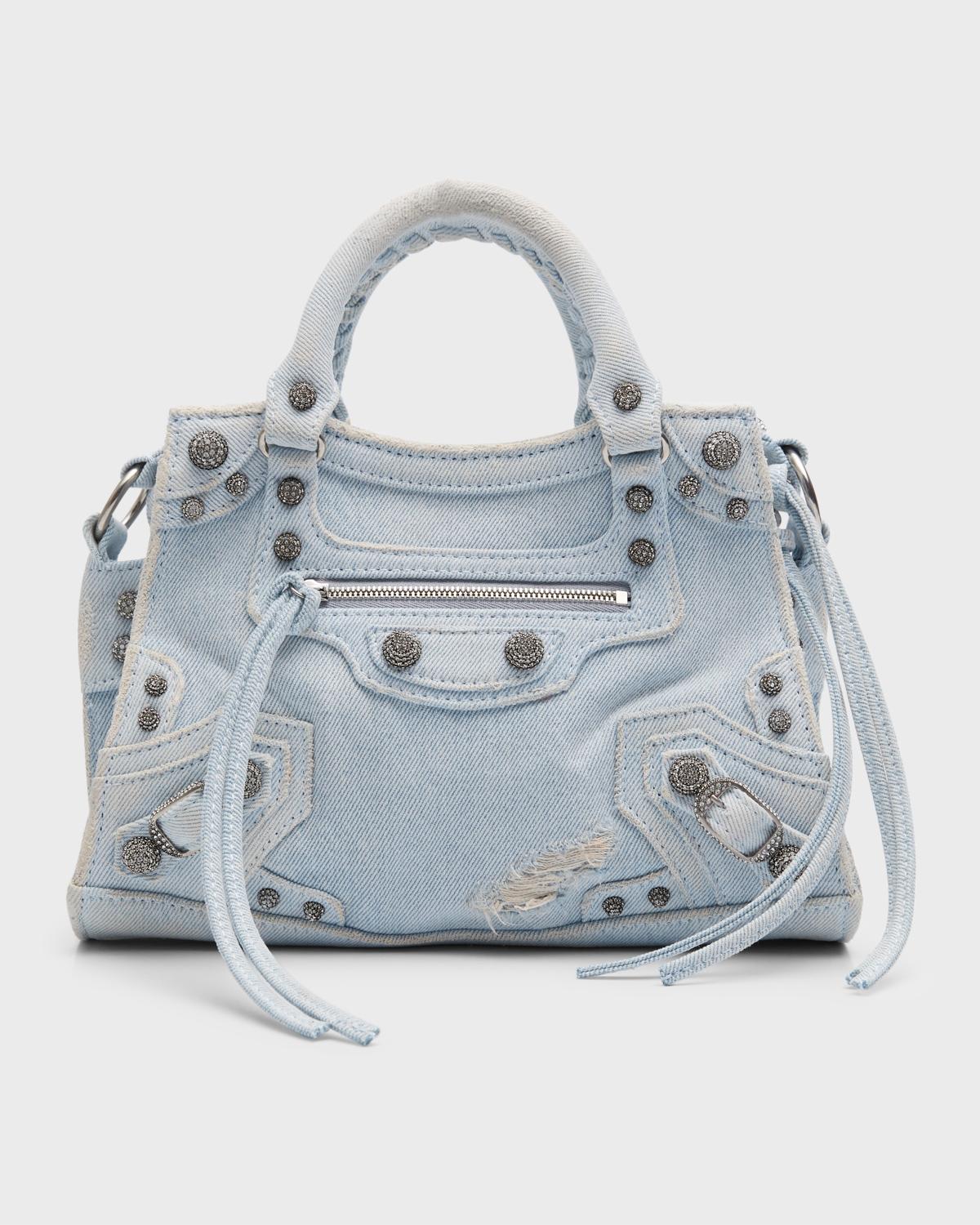 Balenciaga Neo Cagole XS Handbag In Denim With Rhinestones | Smart 