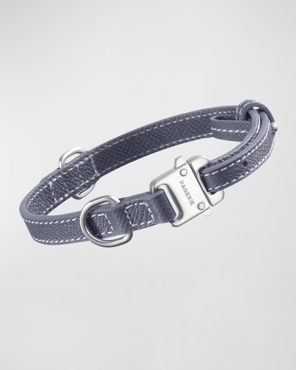 Shop Pagerie Clyde Leather Collar In Granite