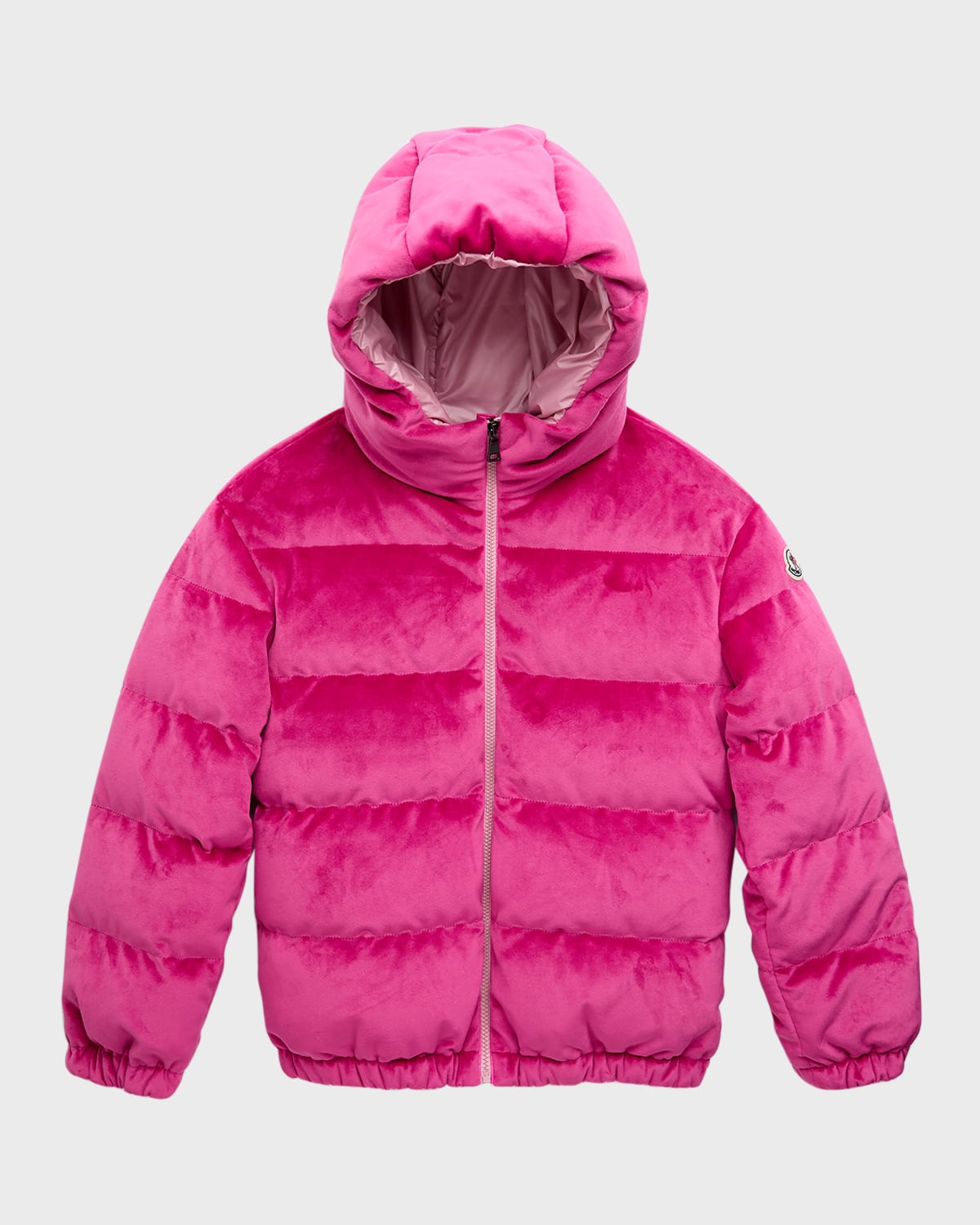 Moncler Girls' Daos Hooded Chenille Down Jacket - Big Kid In Bright Pink