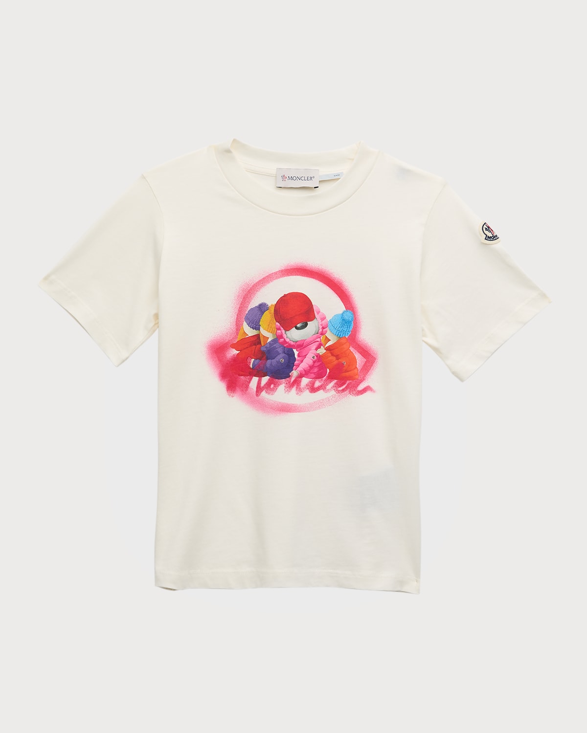Moncler Kids' Girl's Logo-print Bears Graphic T-shirt In 034 White
