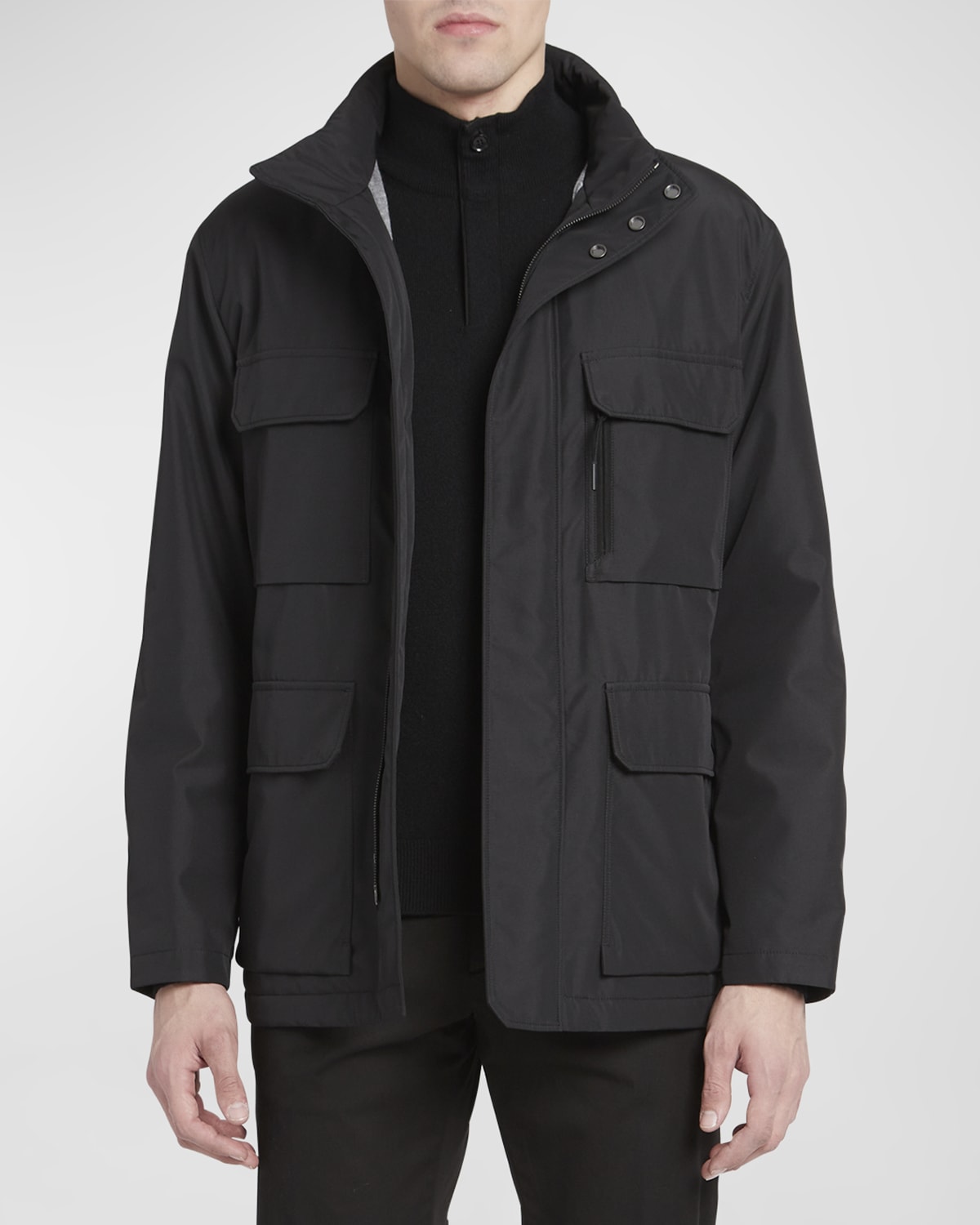 Zegna Flap-pocket Padded-shell Field Jacket In Black