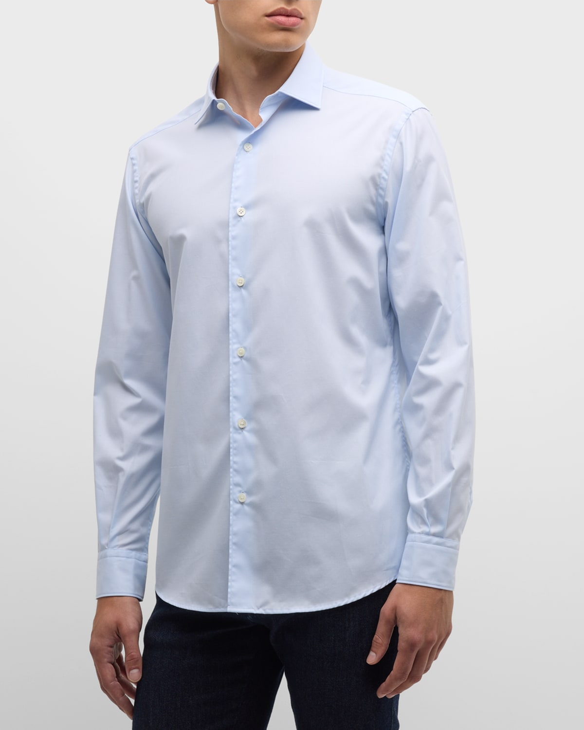 Shop Zegna Men's Premium Cotton Sport Shirt In Bright Blue Solid
