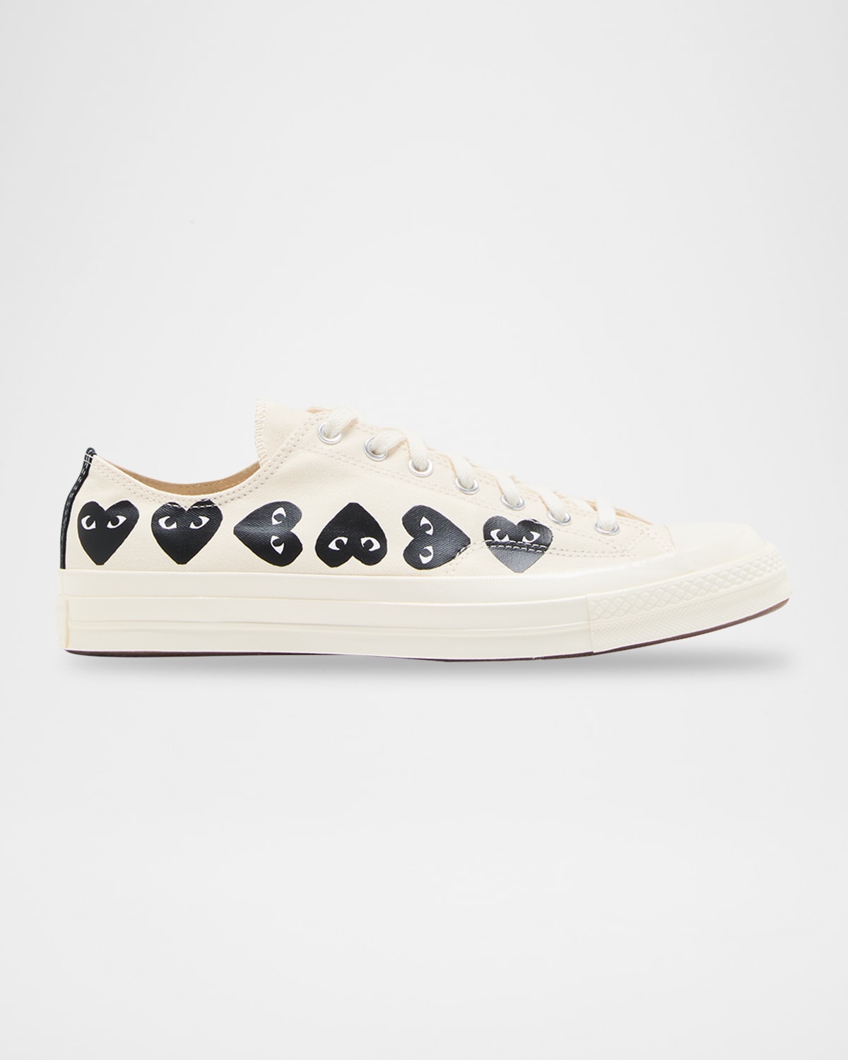 Comme Des Garçons Contrast Heart Print Canvas Sneakers In White
