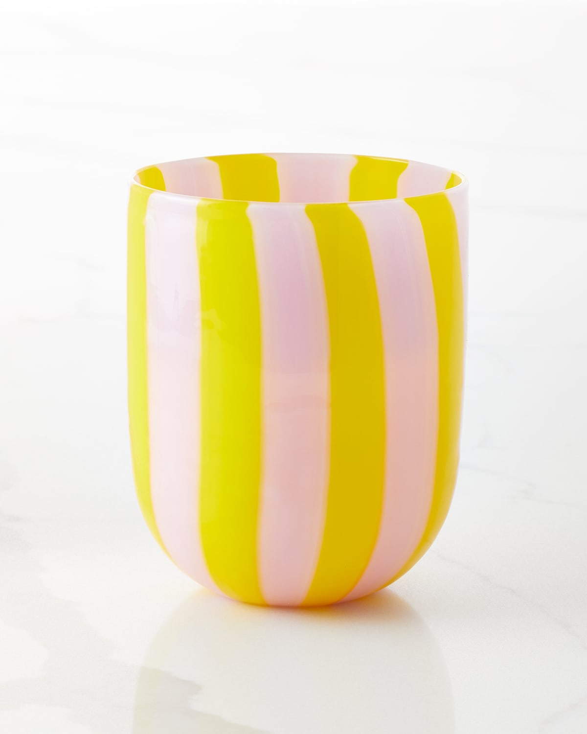 Shop Neiman Marcus Stripe Tumbler In Pink And Yellow