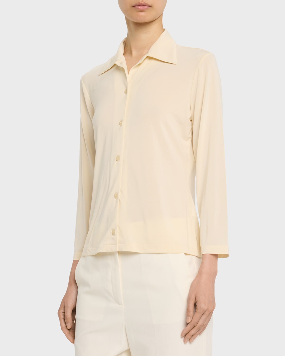 Vince Long-sleeve Viscose Button-front Shirt In Pale Sun
