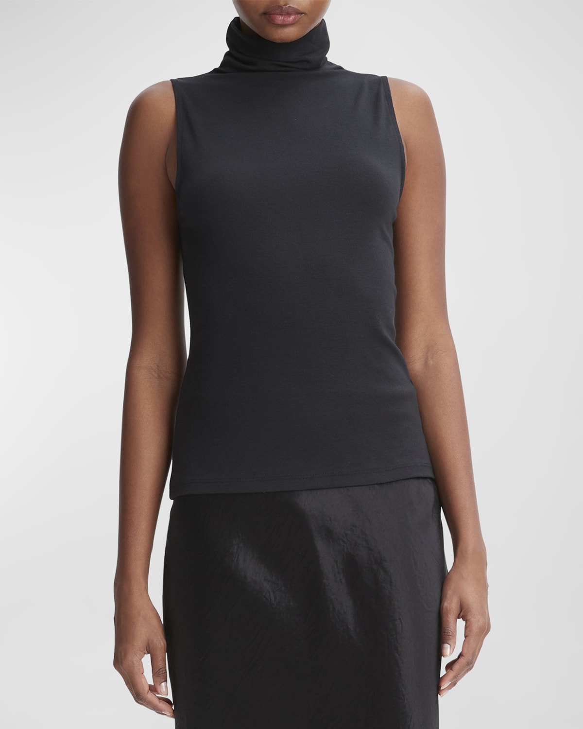 Shop Vince Sleeveless Turtleneck Tank Top In Black