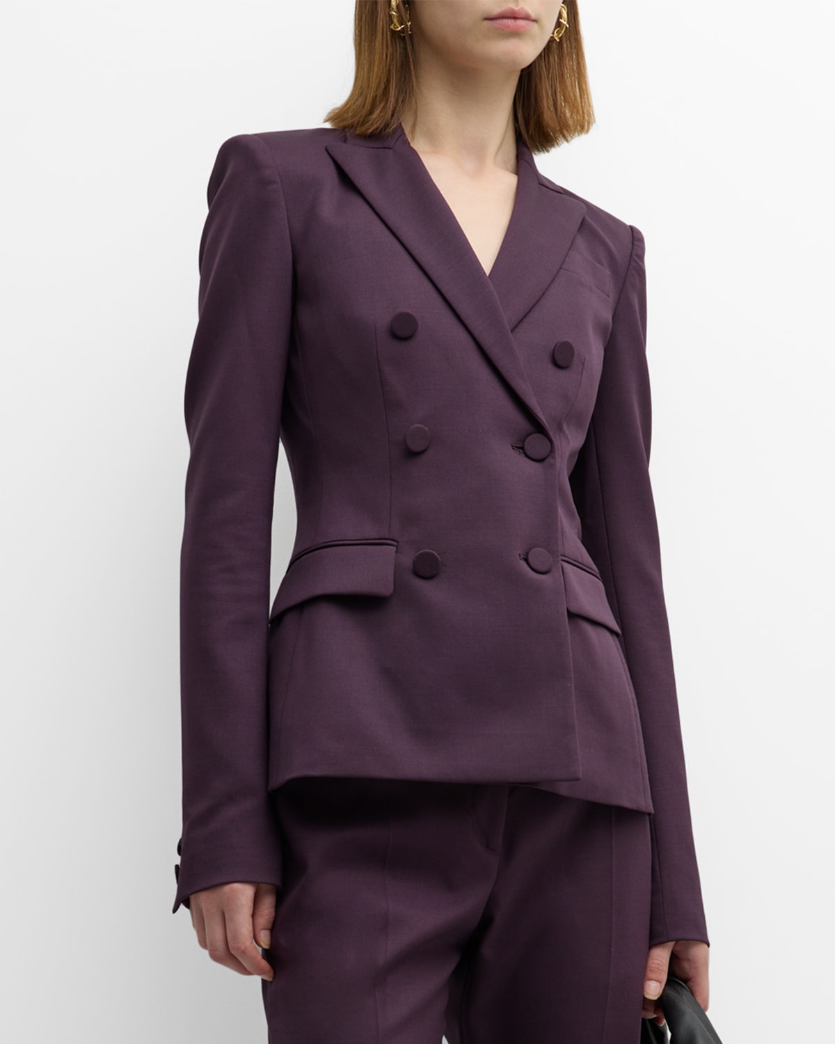 Shop Altuzarra Indiana Wool-blend Blazer Jacket In Aubergine