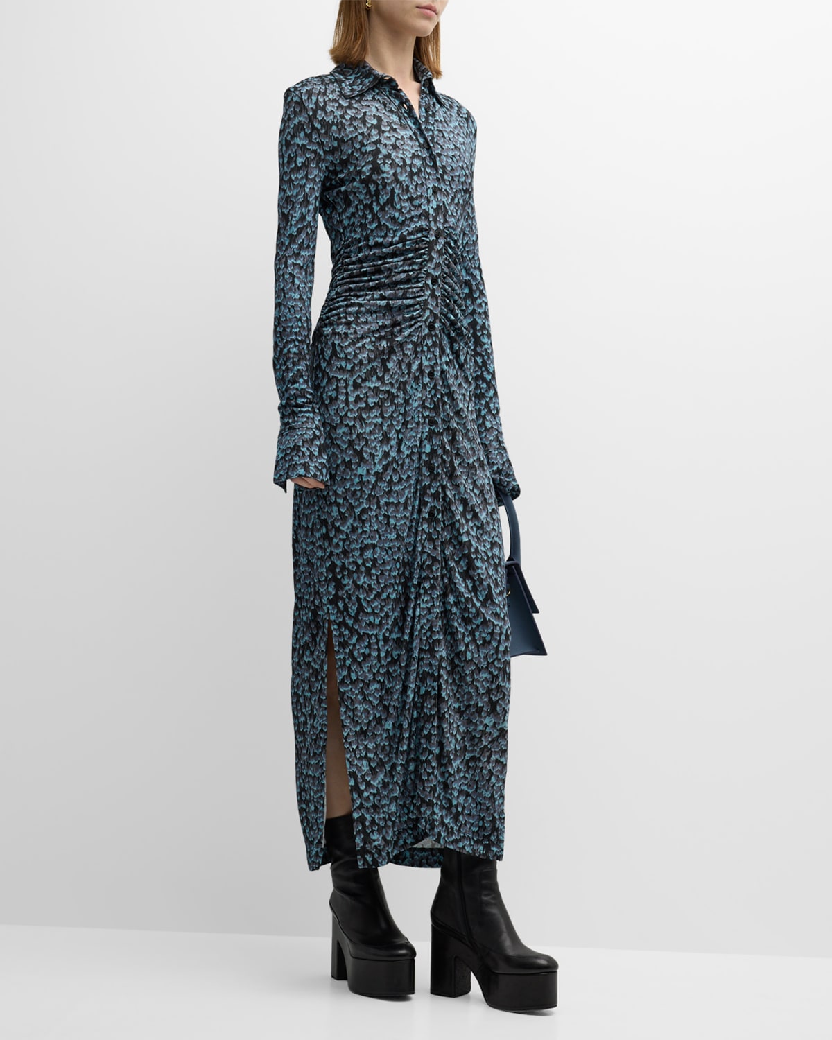 Altuzarra Claudia Graphic-print Midi Dress In Murex Feather