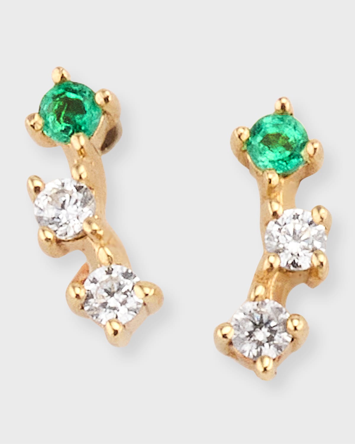 Stone And Strand Floating Emerald Curve Stud Earrings