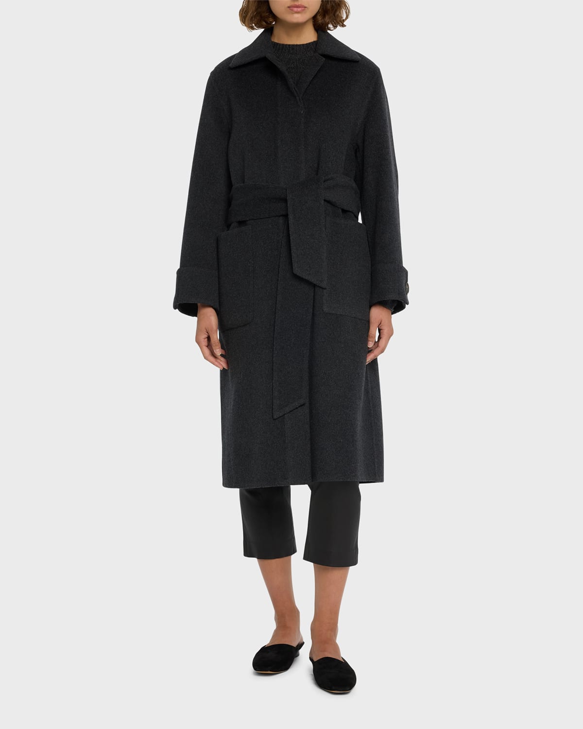 Vince Recyled Wool Blend Coat In H Charcoal
