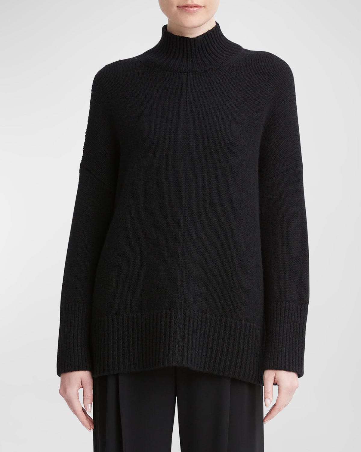 Shop Vince Wool-cashmere Trapeze Turtleneck Sweater In Black