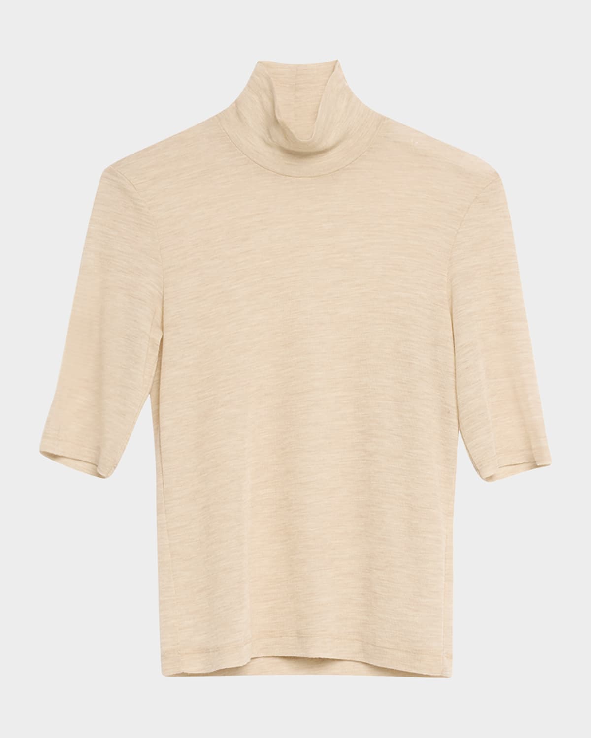 VINCE MERINO WOOL ELBOW-SLEEVE TURTLENECK T-SHIRT