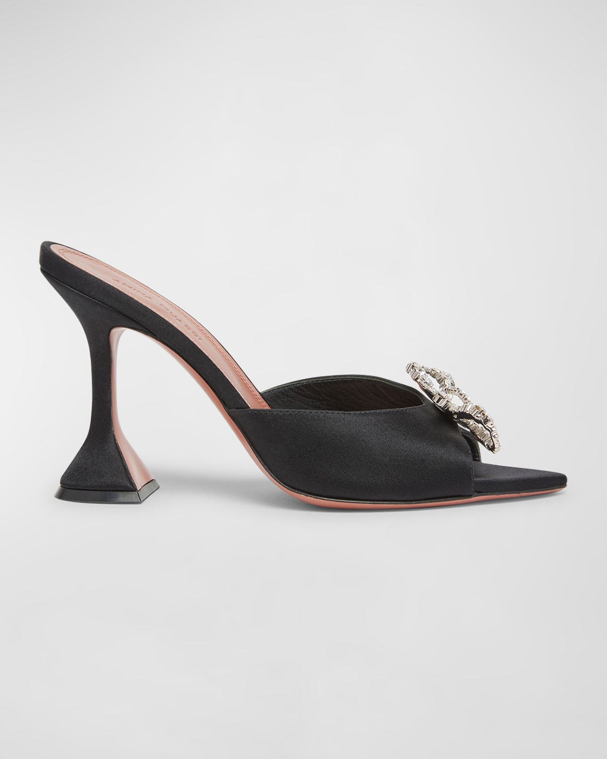 Amina Muaddi Rosie Crystal-embellished Satin Mules In Black