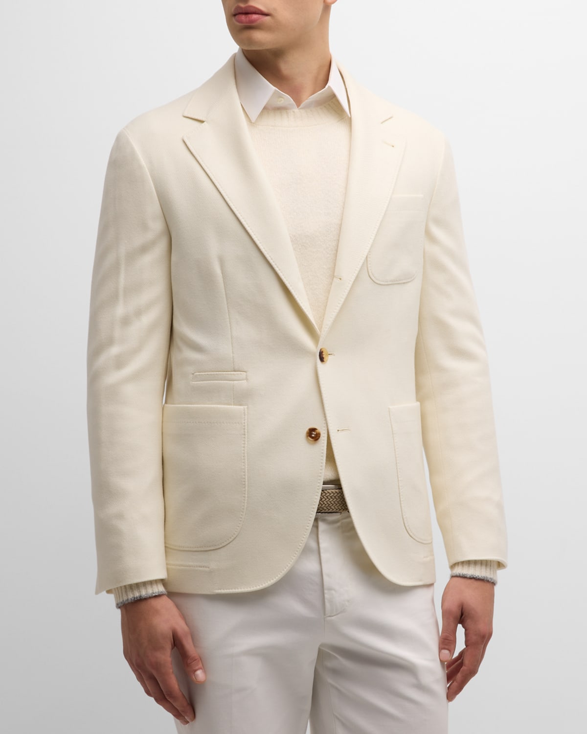 Brunello Cucinelli Men's 3-pocket Single-breasted Sport Coat In White
