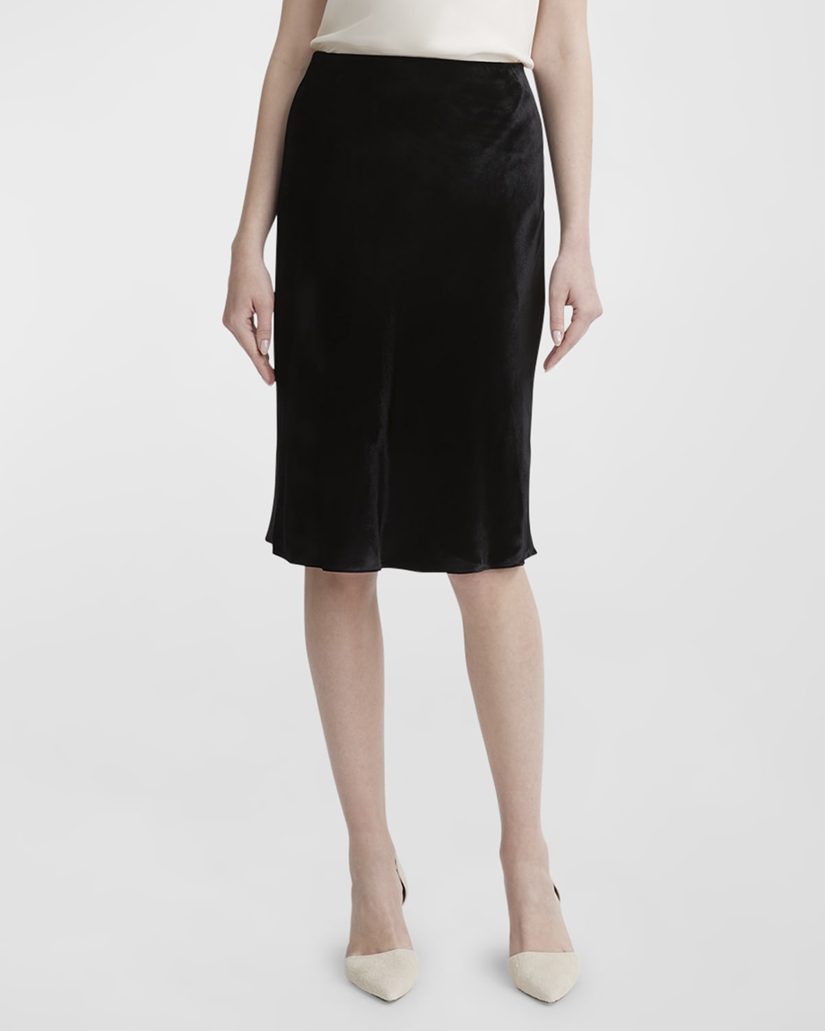 Shop Vince Short Silk-blend Slip Skirt In Black