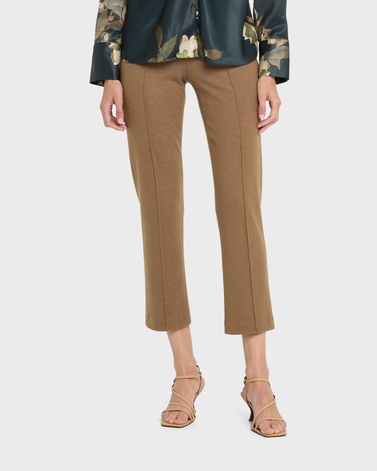 Shop Vince Mid-rise Stitched Wool Kick-flare Pants In Ristretto