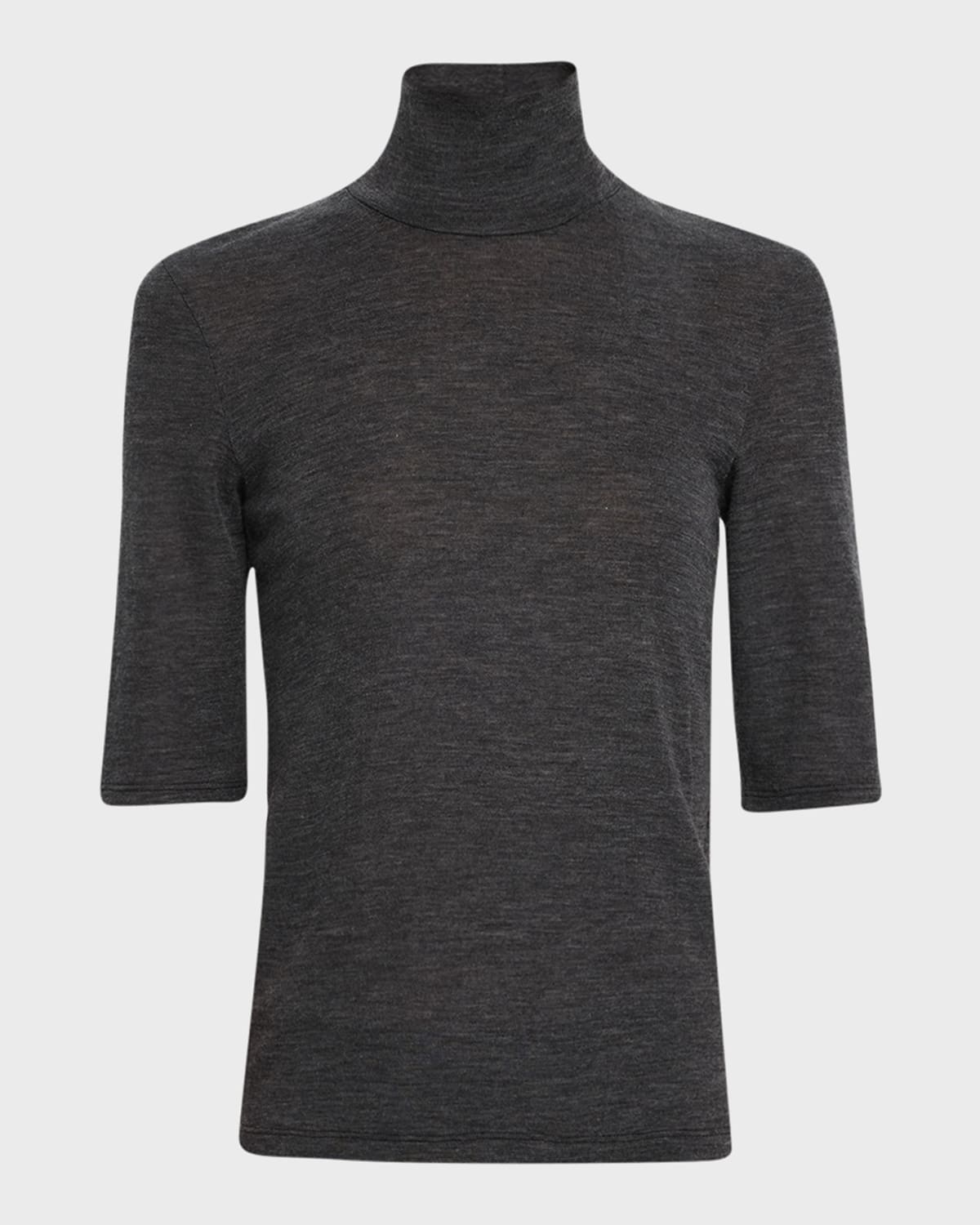 Mixed Gauge Wool-Cashmere Turtleneck Tunic Sweater