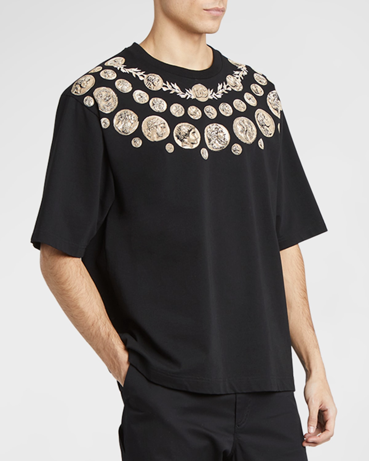 Shop Dolce & Gabbana Men's Roma Coin-print T-shirt In Black