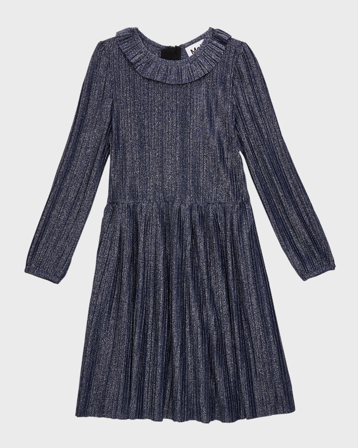 Shop Molo Girl's Coralia Knitted Dress In Navy Sky
