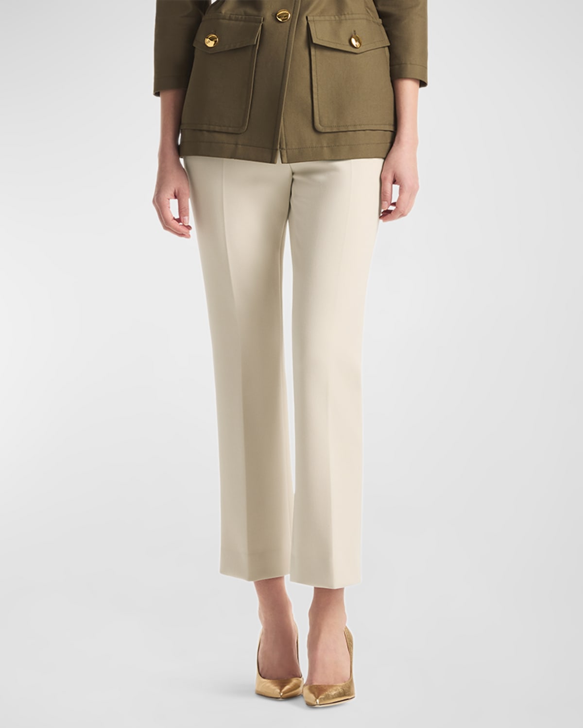 ST JOHN STRAIGHT-LEG ANKLE STRETCH CREPE SUITING PANTS