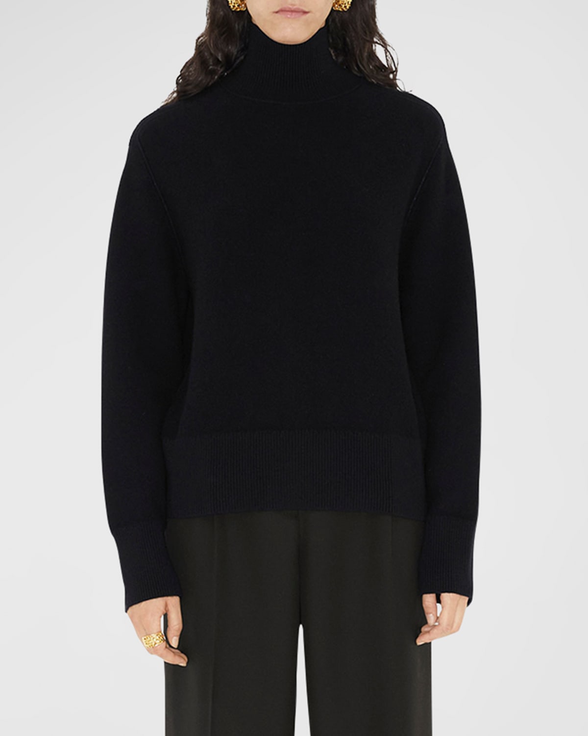 Burberry Ekd Wool Cashmere Turtleneck Sweater In Black