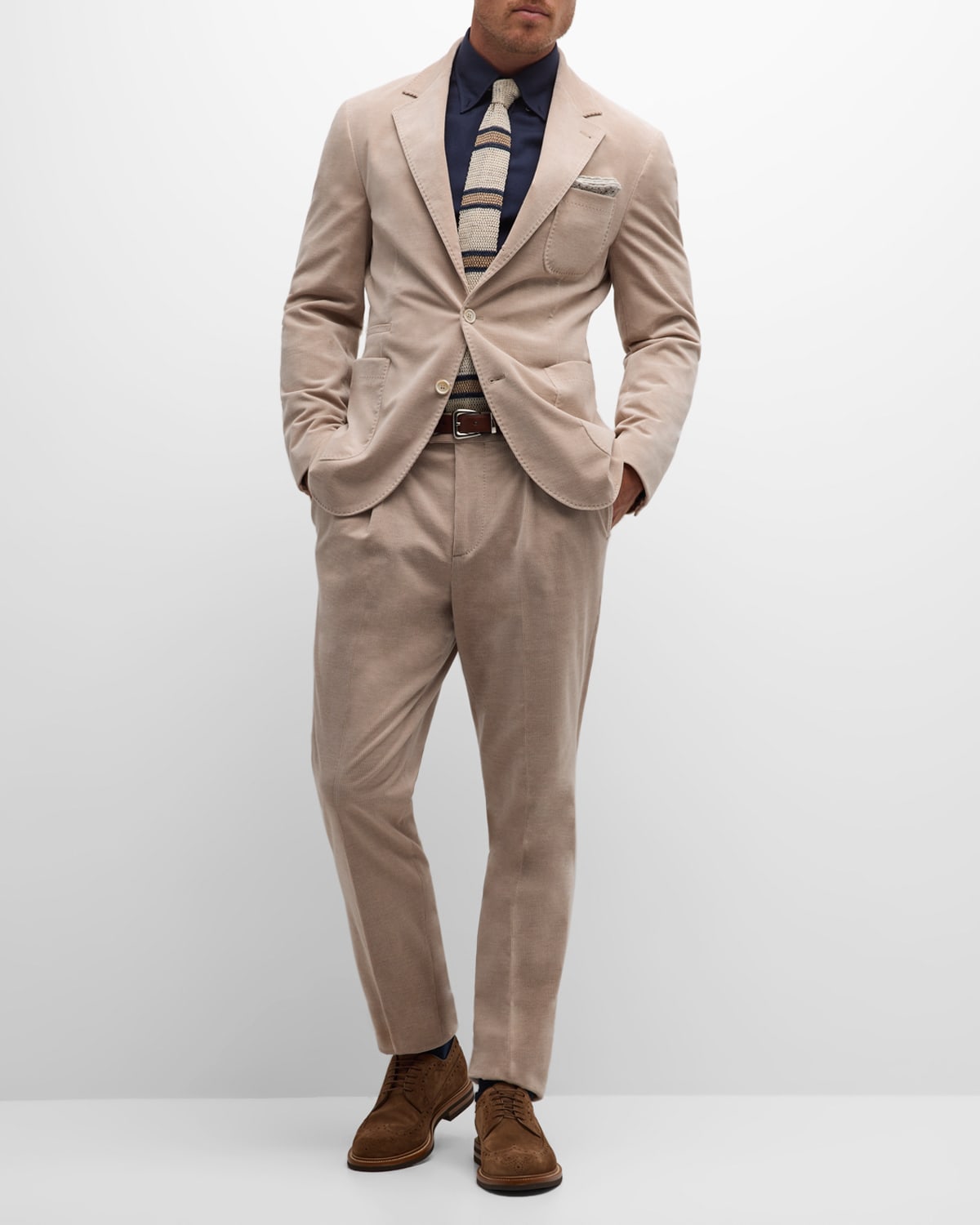 Brunello Cucinelli Men's Cotton-cashmere Stretch Corduroy Suit In Beige