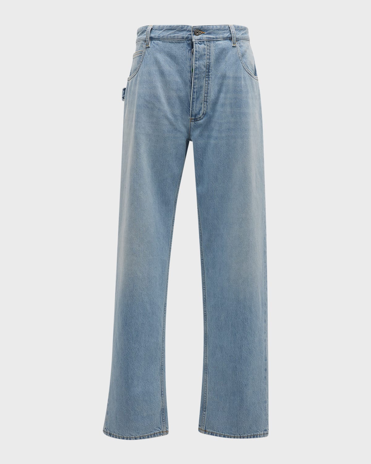 Shop Bottega Veneta Men's Loose-fit Jeans In Celeste