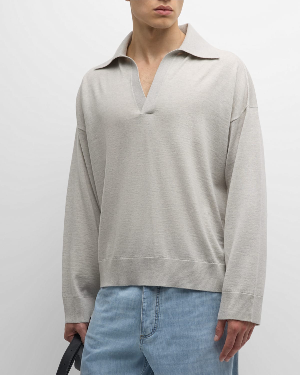 Men's Lightweight Wool Polo Sweater