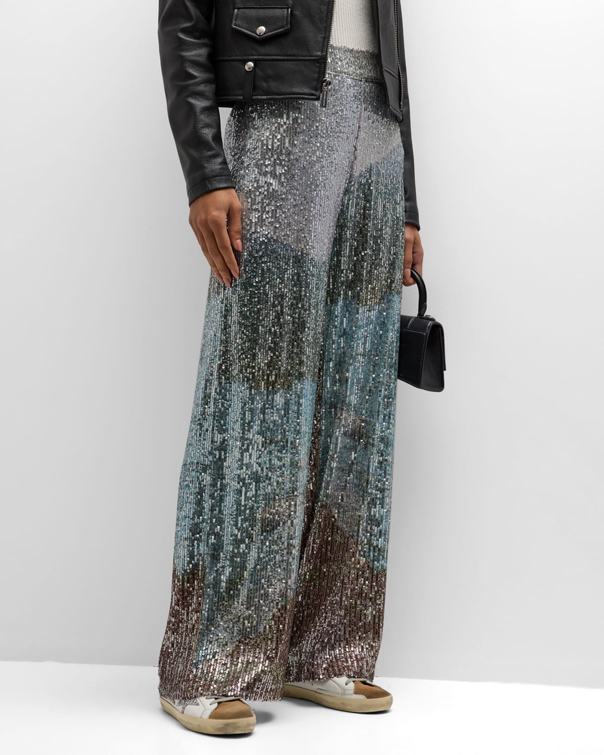 Hari Sequin Wide-Leg Pull-On Pants