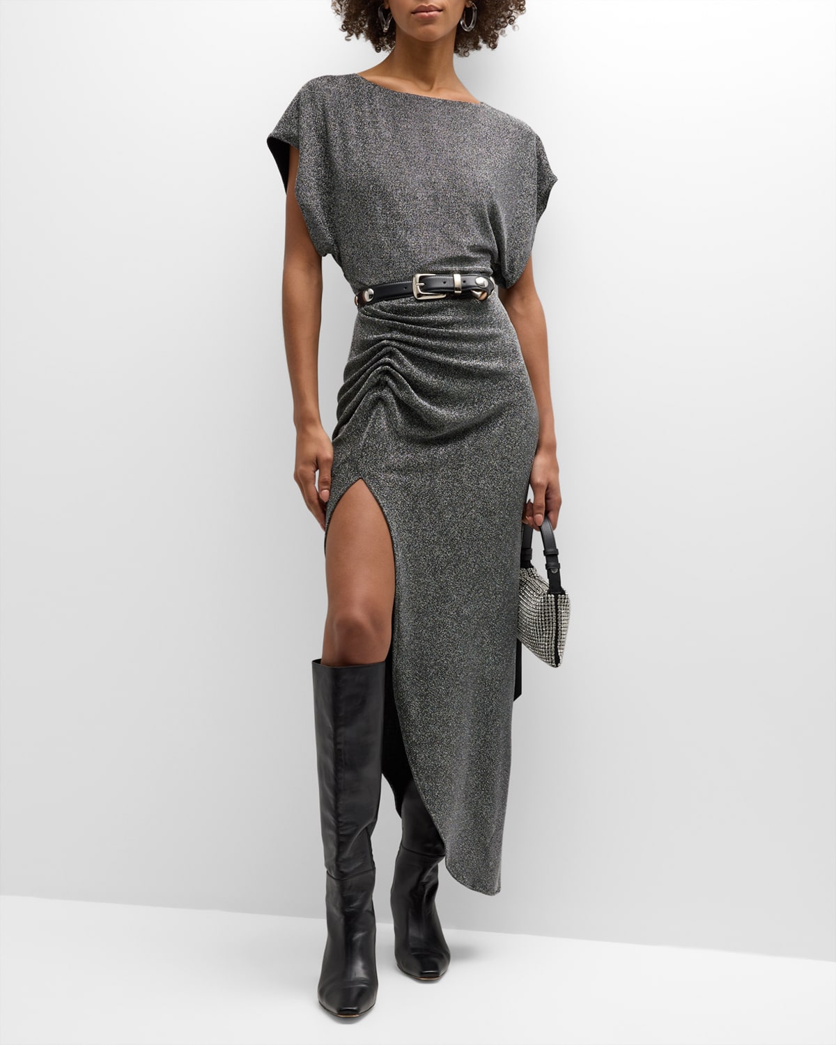 Lorelei Sparkly Asymmetric Knit Midi Dress