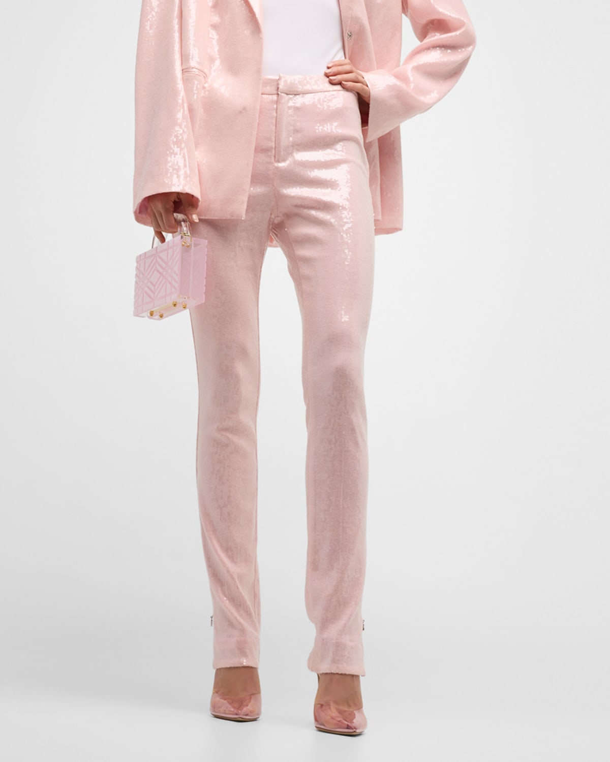 Rotate Birger Christensen Tight Pants In Orchid Pink