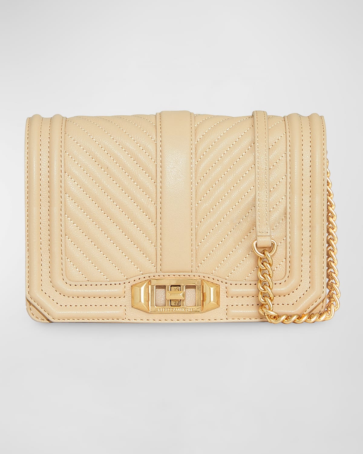 REBECCA MINKOFF SMALL QUILTED LEATHER CHAIN SHOULDER BAG