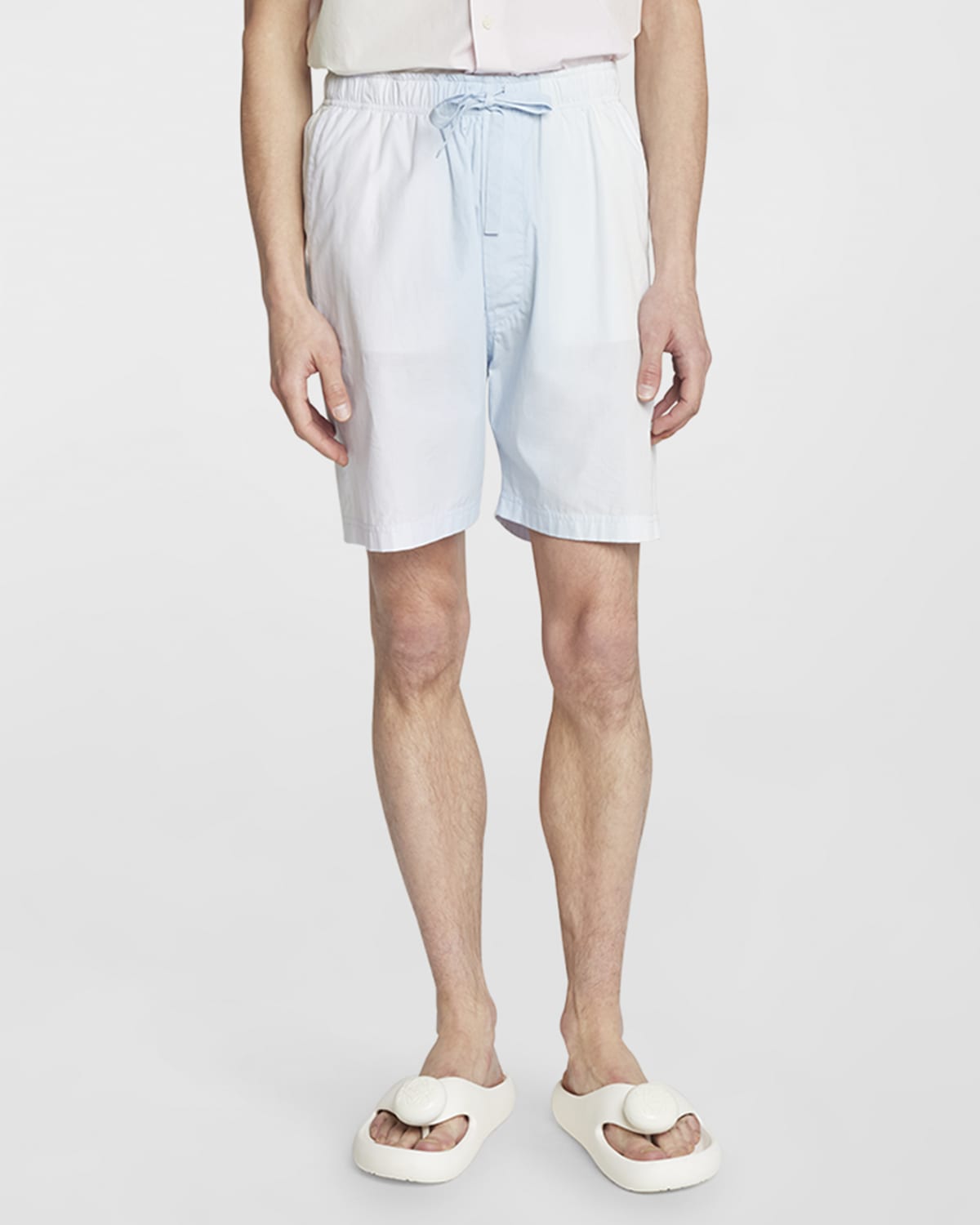 Shop Loewe Men's Fading Stripe Drawstring Shorts In Soft Blue/
