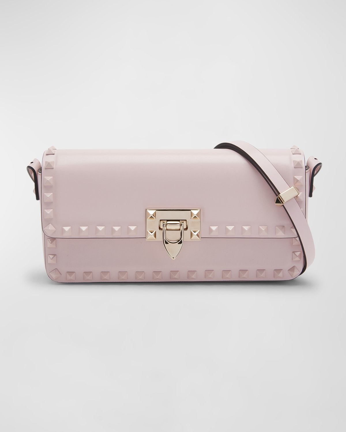 Valentino Garavani Rockstud Flap Leather Shoulder Bag In Pink