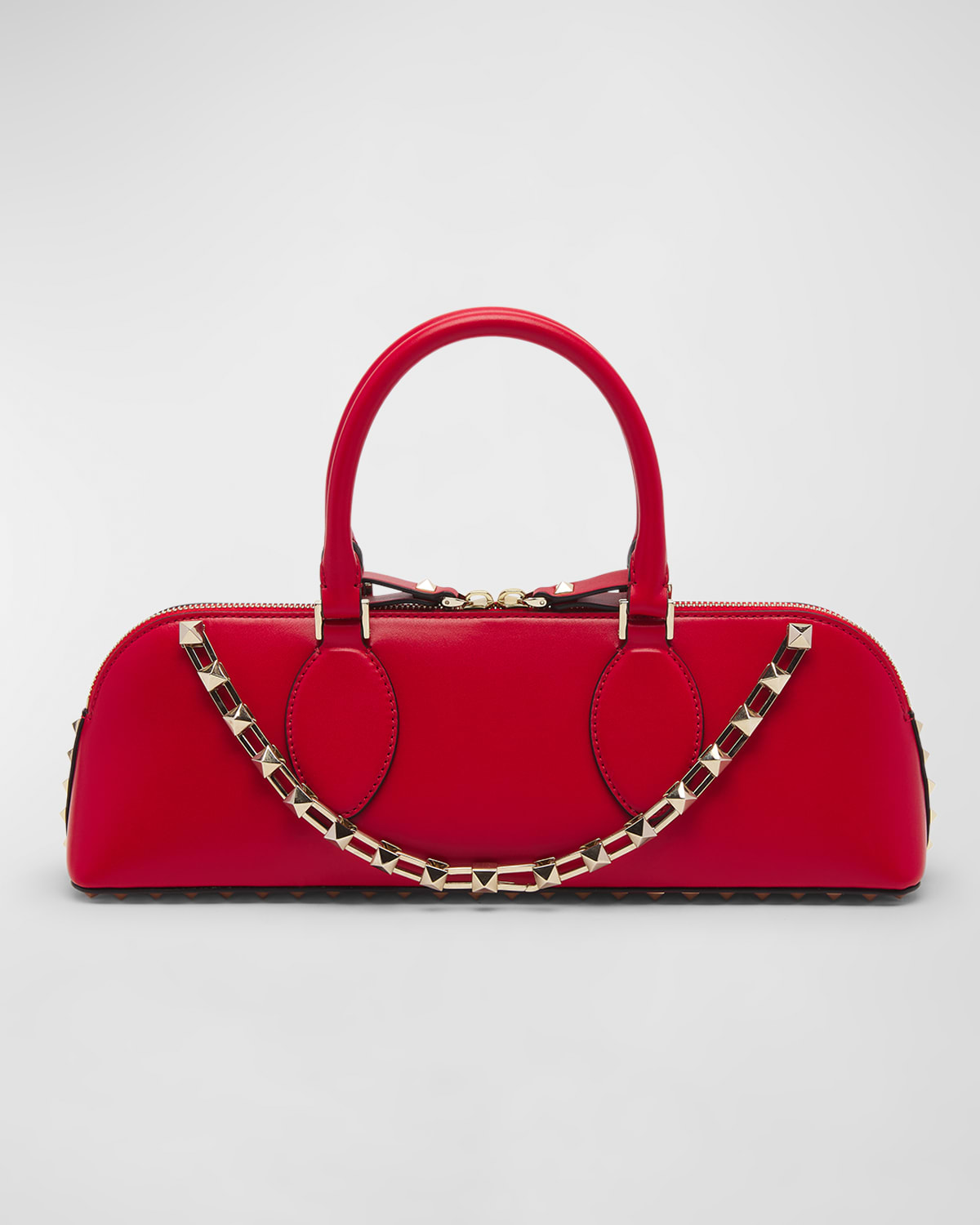 Valentino Garavani Rockstud East-west Zip Top-handle Bag In Rouge Pur