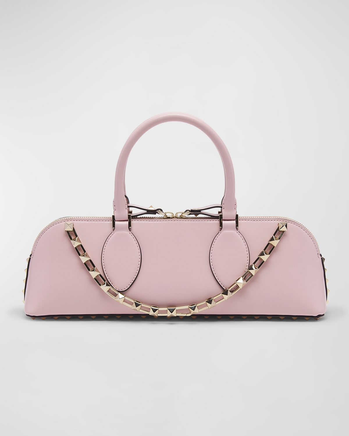 Valentino Garavani Rockstud East-west Zip Top-handle Bag In Rose Quartz