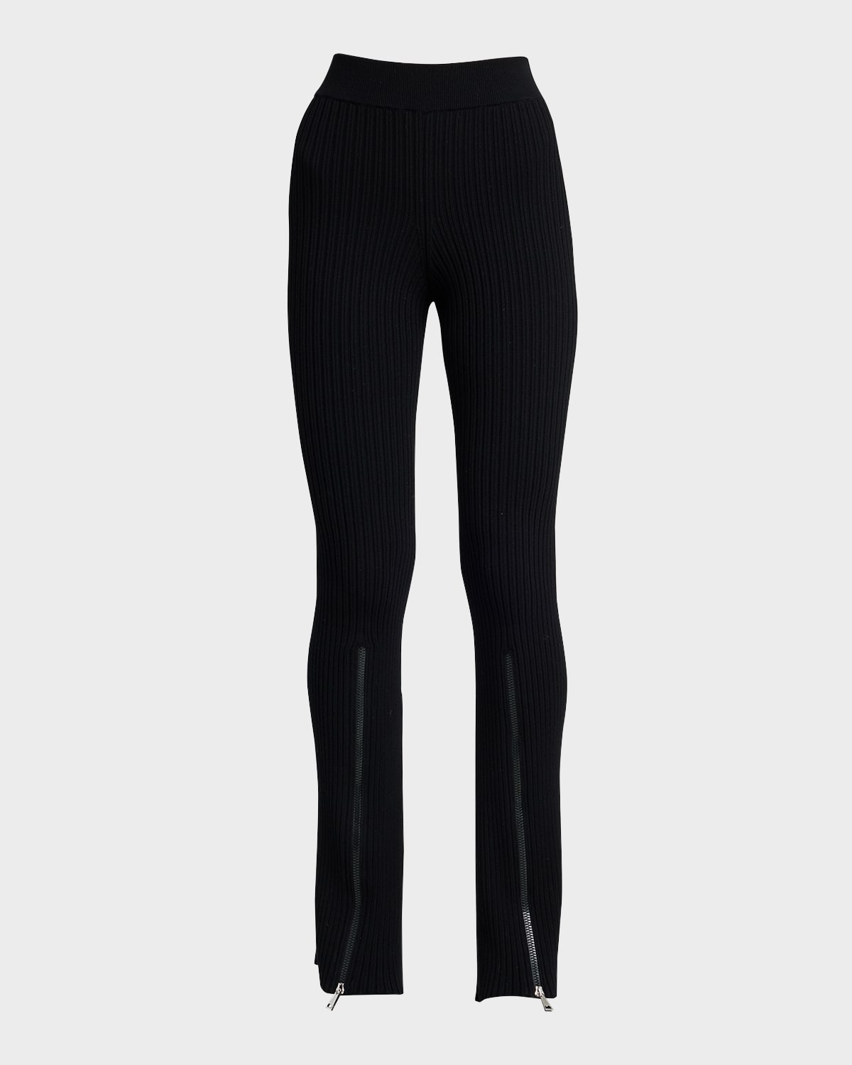 Moncler Knitwear Bottoms With Zipper Split Hem In Black