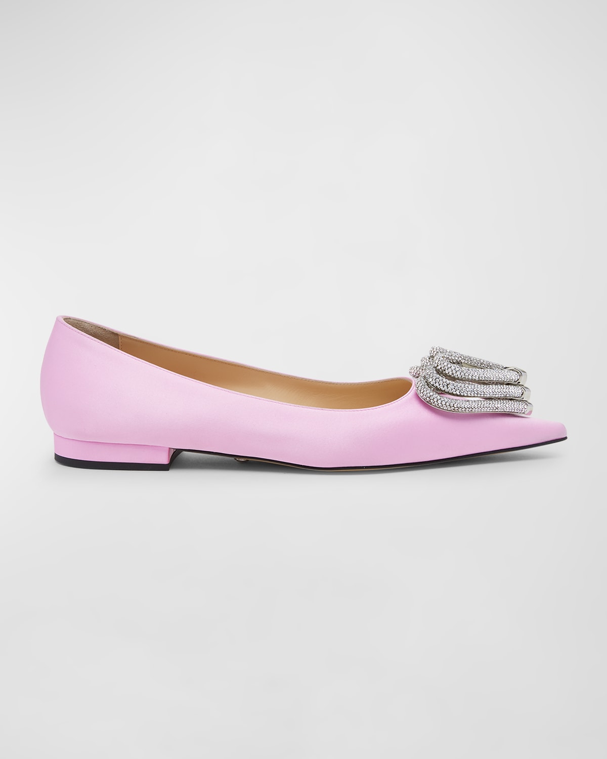 Mach & Mach Triple Heart Satin Ballerina Flats In Pink