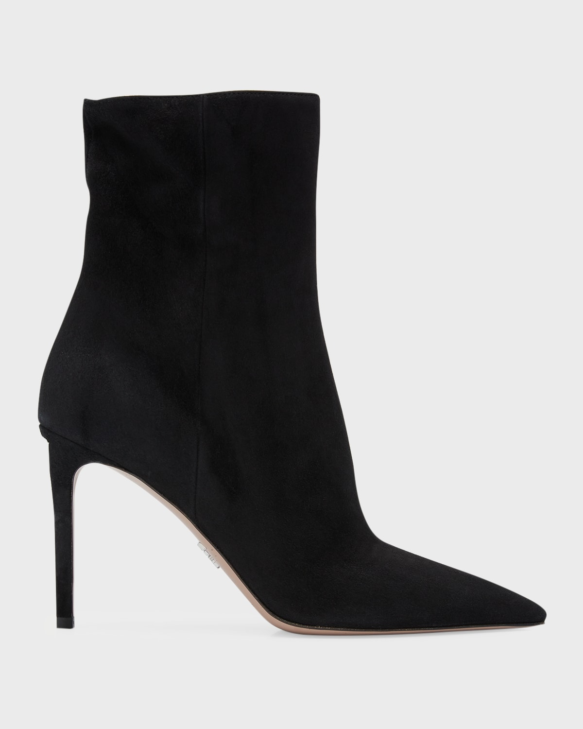 PRADA SUEDE ZIP STILETTO ANKLE BOOTIES